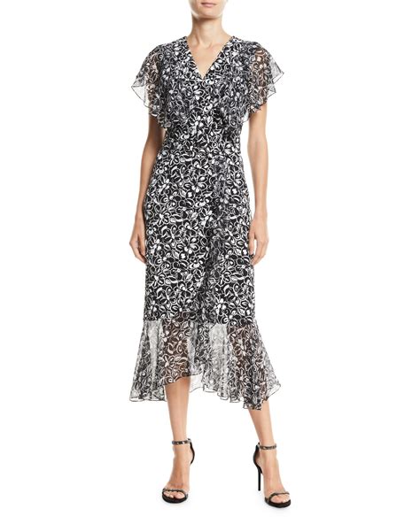 michael kors wrap top|cloud print ruffled wrap dress.